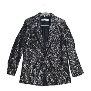 Zara Black Sequin Blazer Jacket